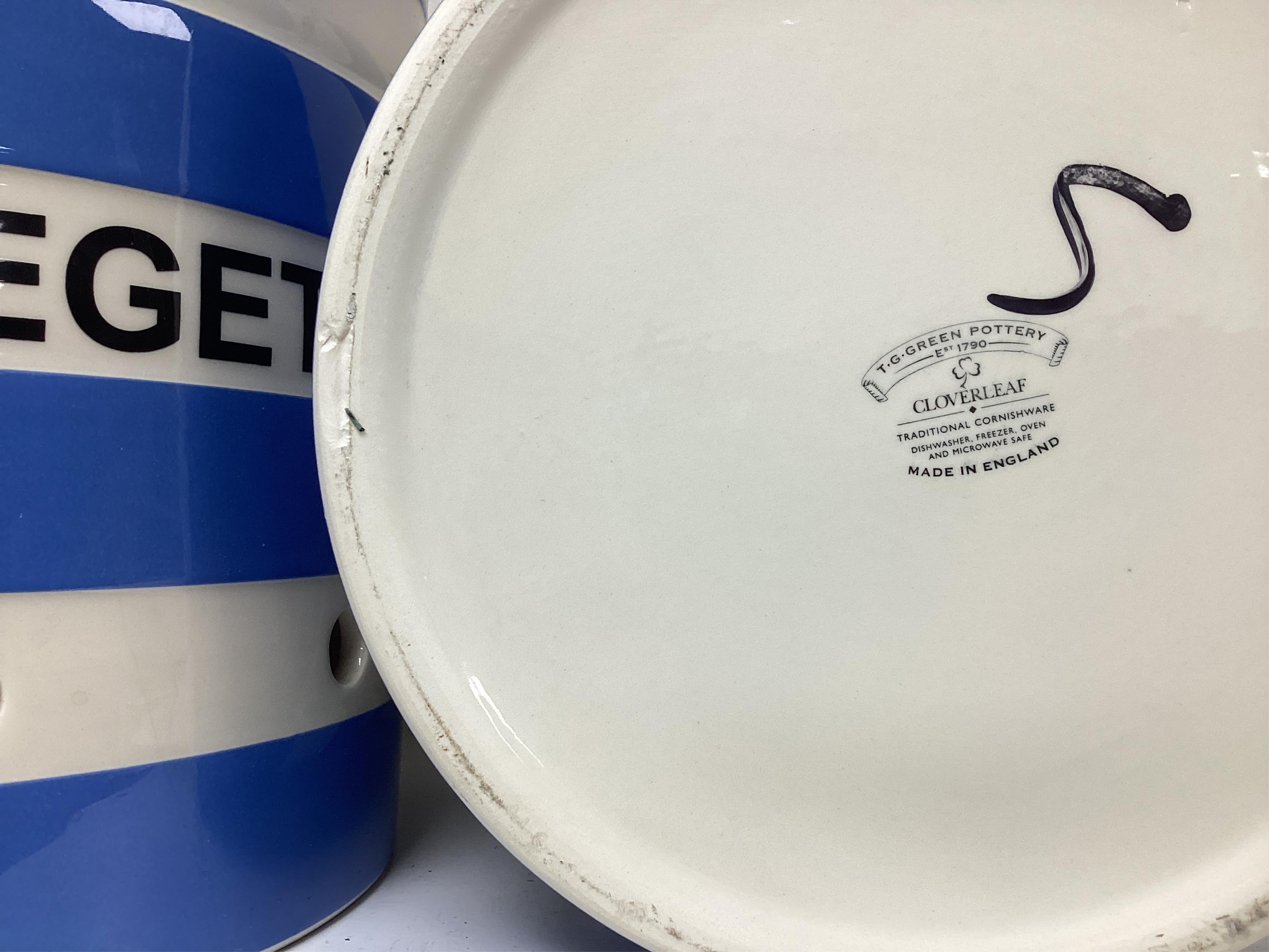 T.G.Green Cornish Kitchenware, two modern lidded containers, Organic Vegetable and Bread, height 31cm. Condition - good